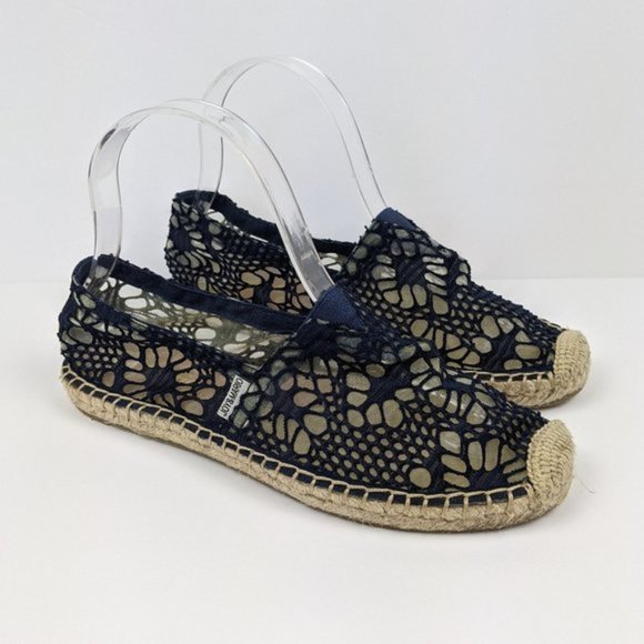 Joy & Mario Shoes - Joy & Mario Daisy Navy Blue Lace Espadrille Flats